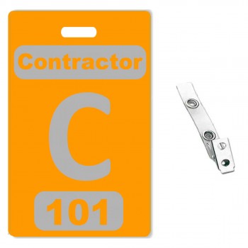 Custom Printed Numbered Orange PVC Contractor Badges - 10 pack